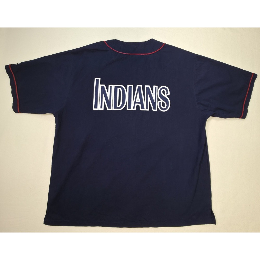 FULL ZIP Vintage Cleveland Indians Batting Jersey XL Nylon Cotton Blend‎ Russell